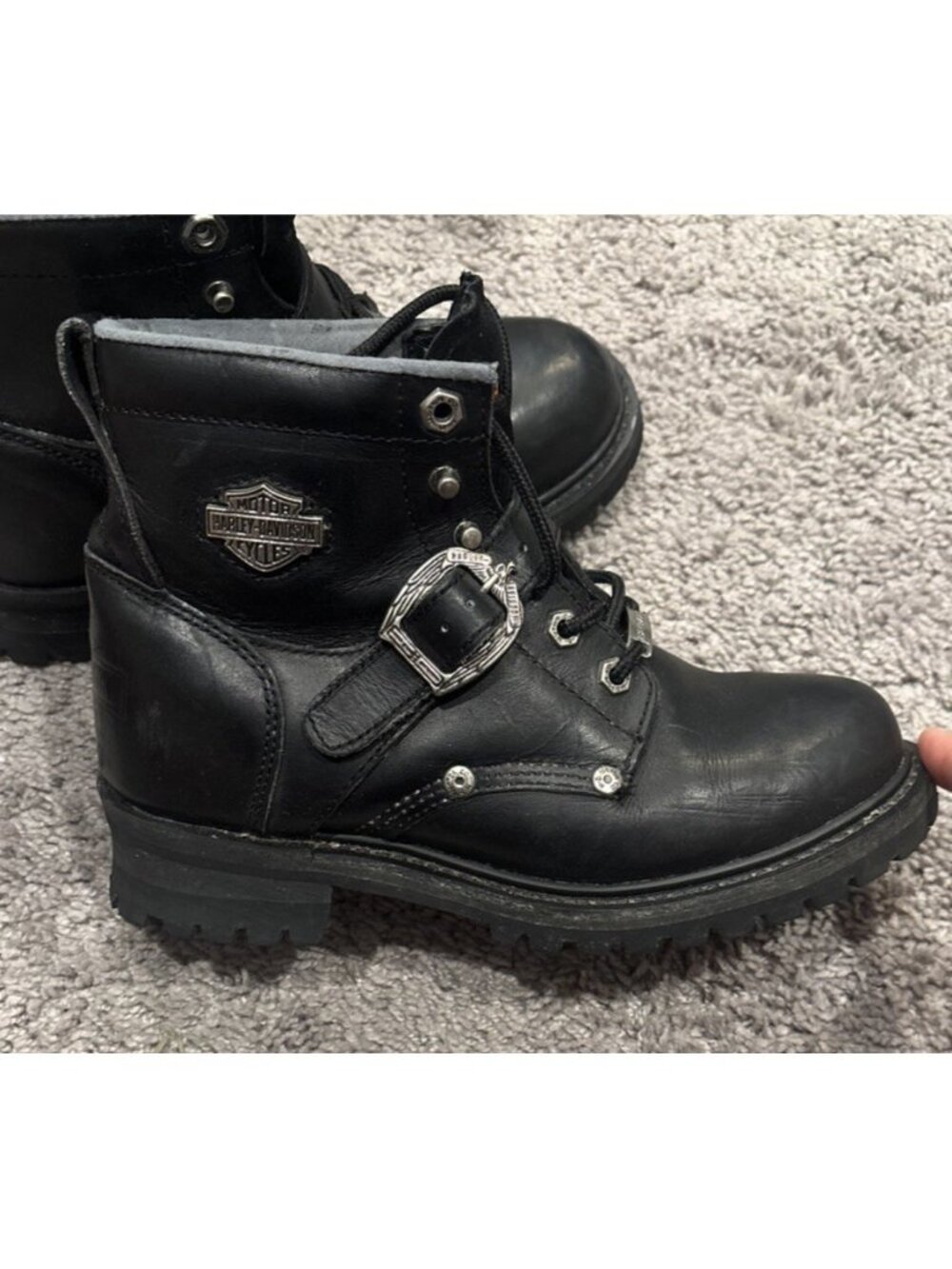Harley-Davidson Women's 8 Black Leather Faded Glory Biker Boots 81024 6 inch